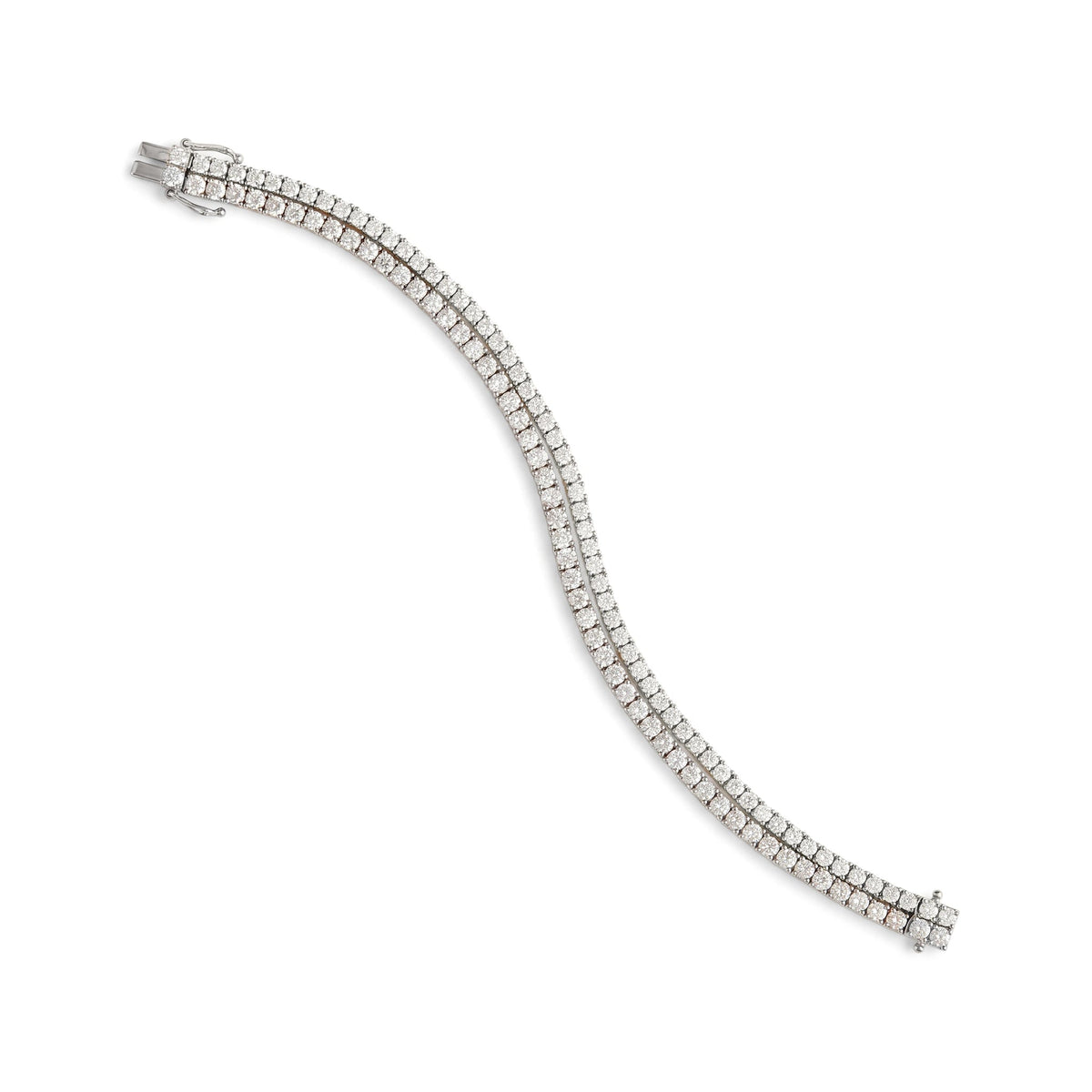 Two-Tone Classic Double Row Diamond Tennis Bracele View 7